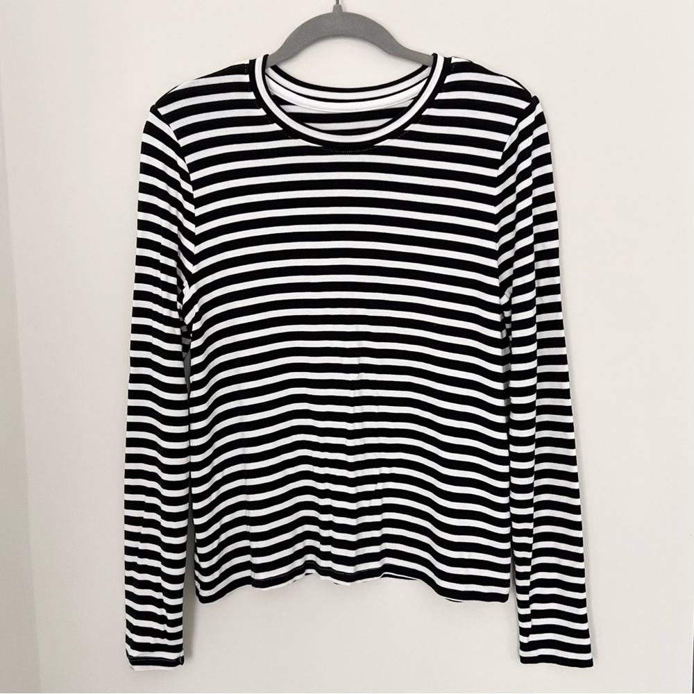 a new day Black and White Striped Long Sleeve Top